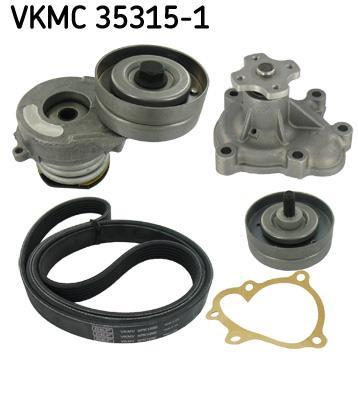 Pompe à eau+Jeu de courroie trapézoïdale à nervures (Pompe à eau et courroie accessoires) SKF ref. VKMC 35315-1